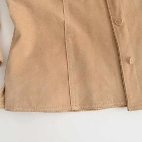 Vintage Cherokee Tan 100% Leather Suede Button Up Jacket Size Small - Picture 8 of 16